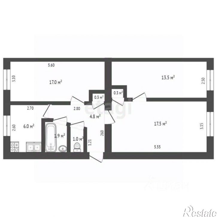 3-комн квартира