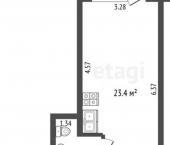 1-комн, 23кв м, этаж 8/9 Стерлитамак, проспект Октября, 52