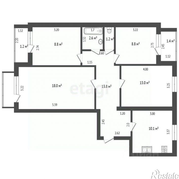 4-комн квартира ул Комсомольская, 4,  д. 4