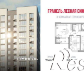 3-комн, 64 кв м, этаж 11/23 улица Менделеева, 156/6