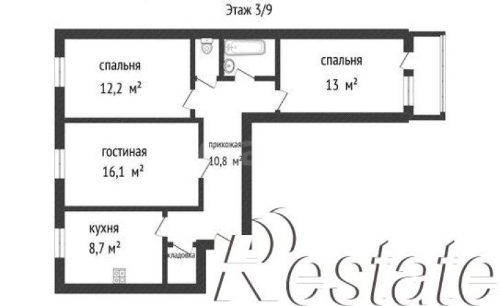 3-комн квартира улица Первых Строителей, 1,  д. 1